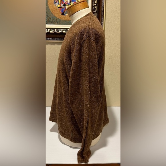 Woolrich Men’s XL Sweater V-Neck Brown Birch Heather Wool‎ Blend Tweed - Picture 3 of 7